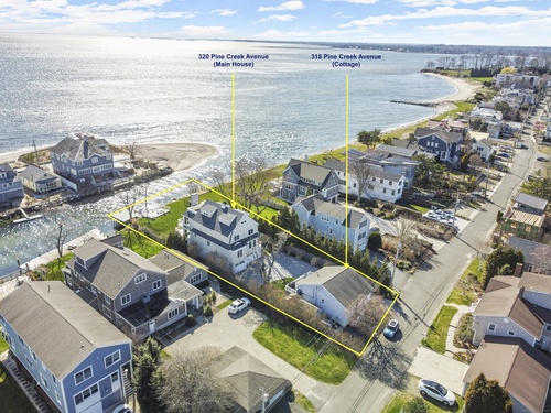 Waterfront contemporary single family home for sale located at 318 320 Pine Creek Avenue, Fairfield, CT 06824