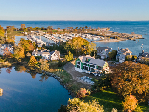 Waterfront contemporary new construction single family home for sale located at 14 Owenoke Park, Westport, CT 06880