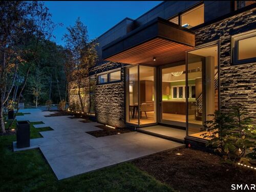 Waterfront contemporary single family home for sale located at 58 Lambert Road, New Canaan, CT 06840