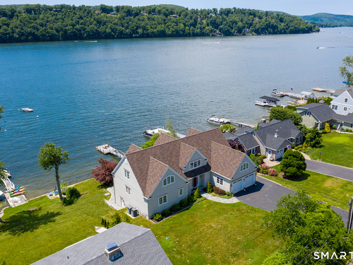 Waterfront contemporary single family home for sale located at 164 North Lake Shore Drive, Brookfield, CT 06804