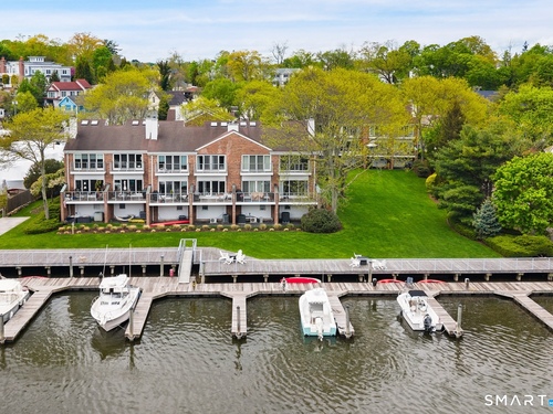 Waterfront townhouse condo for sale located at 115 River Road, apt 3, Greenwich, CT 06807