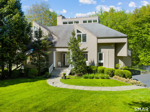 Waterfront contemporary single family home for sale located at 2 Sleepy Hollow Road, New Canaan, CT 06840