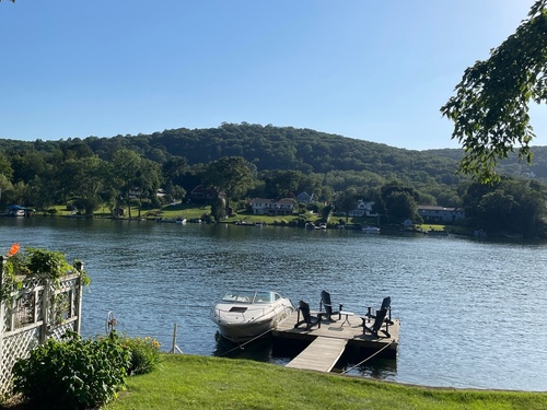 Waterfront contemporary single family home for sale located at 14 Bogus Hill Road, New Fairfield, CT 06812