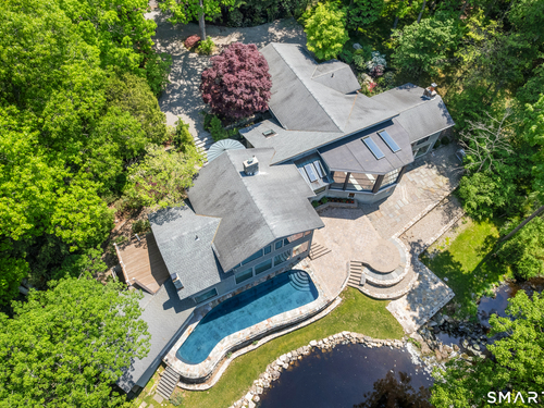 Waterfront contemporary single family home for sale located at 22 Pent Road, Weston, CT 06883