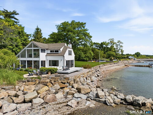 Waterfront contemporary antique single family home for sale located at 62-64 Wallacks Drive, Stamford, CT 06902