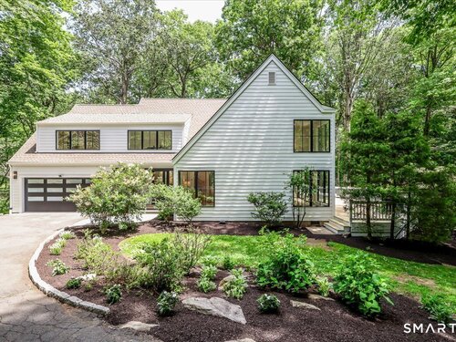 Waterfront contemporary single family home for sale located at 256 Wilton Road East, Ridgefield, CT 06877