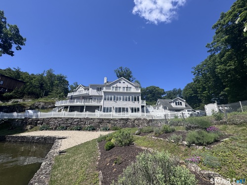 Waterfront contemporary single family home for sale located at 1 Oak Drive, New Fairfield, CT 06812