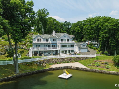 Waterfront contemporary single family home for sale located at 1 Oak Drive, New Fairfield, CT 06812