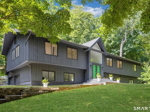 Waterfront contemporary single family home for sale located at 26 Hill Farm Road, Weston, CT 06883