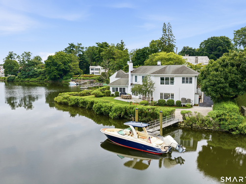 Waterfront single family home for sale located at 61 Five Mile River Road, Darien, CT 06820