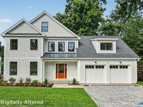 Contemporary new construction single family home for sale located at 5 Hunter Street, Greenwich, CT 06870